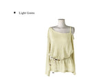 Arton See-through One-Shoulder Knit Belt Sleeveless Set