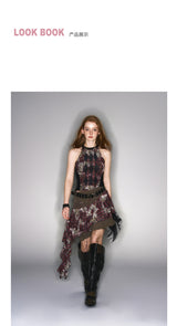 2025 Spring/Summer New Leopard Print Lace Splicing Multi-layer Irregular Hem Half Skirt