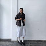 Textured Plaid Boxy Shirt