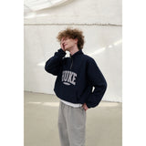 HUKE Logo Navy Half zip-up MTM