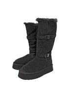 Double Buckle Fur Fold Sheepskin Boots