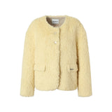 Why Berry 23AW "Butter Hymn" Milk Yellow Fur Coat