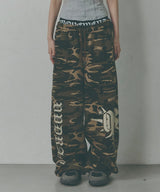 CAMO PRINT WIDE TRACK PANTS [BROWN]