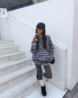 (Unisex) ストライプカラーT