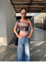 Santori chiffon off-shoulder sleeveless T-shirt