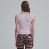 Puff U-neck T-shirt (Pink)