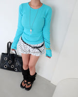 Jelly vivid V-neck Long-sleeved T-shirt