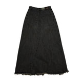 Long cutting denim skirt