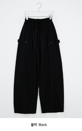 [unisex] チハ サイド スナップ ワイド バンディング スウェット パンツ