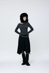 MUREN SHIRRING TOP / CHARCOAL