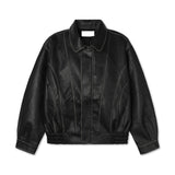 Curved leather jacket
