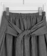 Karohi Sleeve Layered Check Shirring Midi Banding Skirt