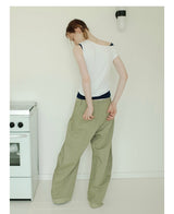 UnsocialNight2025 Autumn New Products Copper Hot Diamond Machete Casual Elastic Waist Mopping Trousers Women