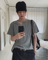 Nebi Shoulder Snap Henley Neck Short Sleeve T-shirt