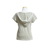 (3color) Lace Stripe Hood Short Sleeve Tee