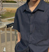 ASCLO Hairline Stripe Short Sleeve Shirt (2color)