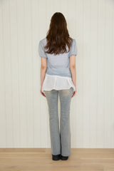SHEER BLOOM SHIRRING TOP
