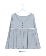 26FW★ [BAONHAUS] Aaron Lace Shirring Long Sleeve Tee