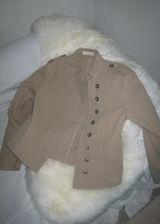 Gashu Napoleon-style buttoned semi-high neck transitional autumn jacket
