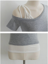DUAL-TONE ASYMMETRY TEE (4COLORS!)