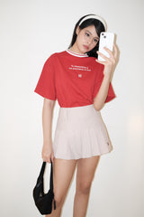 DVRK PRIVÉ STRIPED NECK OVERSIZE TEE - RED