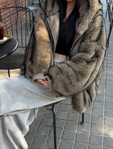 [Unisex] ファー2ウェイフードジップアップ(4color)