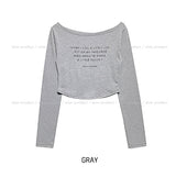 Little Lettering Boat Neck Crop Long Sleeve