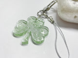 Glittery Pearled  Three-leaf Clover Key-ring Green / Couple Birthday Gift Bag Phone Lucky Charm