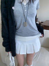 Layer Hug Layered Henley Button Long Sleeve Tee 