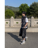 Crinkle Check Hooded Anorak Vest