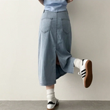 Sundy Charlang クールデニムロングスカート [ショート & ベーシックセレクション] Lyocell Fabric