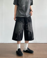 Rough Double Knee Half Denim Pants
