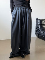 Drape wide banding slacks(2color)