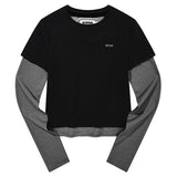 ストライプレイヤードTシャツ2パック [BLACK]