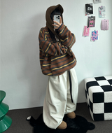 ツーピンタックリベットベルトバルーンロングパンツ🤎🖤💙3カラー