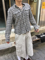No.1827 GF リネンクロップチェックシャツ