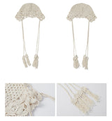 Beige knit hat, bucket hat