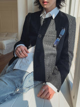 Weasel round tweed jacket