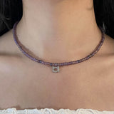 Cubic cat beads necklace (Purple)