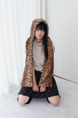 Leopard reversible hood muffler (brown)