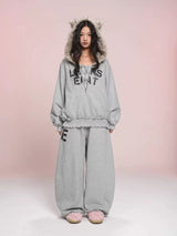 eat me plz* Cathy Cat Ear Fur Fleece Hoodie for Autumn-Winter Warmth Jacket