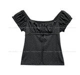 Yudee Dot Puff Short Sleeve Set