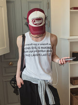 Hua Half Lettering Semi Overfit Sleeveless 