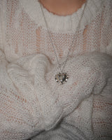 [925SILVER] CUSHION HEART RIBBOON NECKLACE