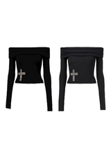 Off-Shoulder Cross Knit set