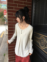 26SS★ [BAONHAUS] Latte Flower Over Long Sleeve Tee