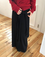 Erion Tie Shirred Long Skirt