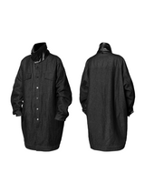 RELABEL 24AW バタフライレストレザーカラーデニムパッチワーク裏地取り外し可能シングルウェアマルチポケットウィンドブレーカーコットンジャケット