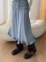 side button smocking skirt & dress 