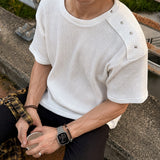 [A-T0235] スタッズワッフル半袖Tシャツ (4色)